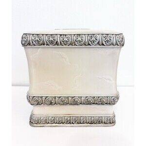 Karen Lawrence Tissue Box Cover Faux Marble Faux Silver 6x6x6